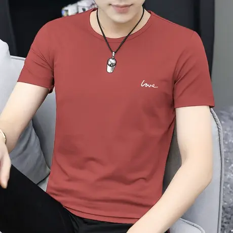 莫代尔短袖t恤男装潮流修身夏季冰丝速干凉感半袖圆领上衣服体恤商品大图