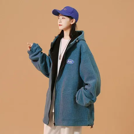 春秋季2024新款情侣外套男韩版纯色青年棉衣ins潮流帅气开衫棉服商品大图