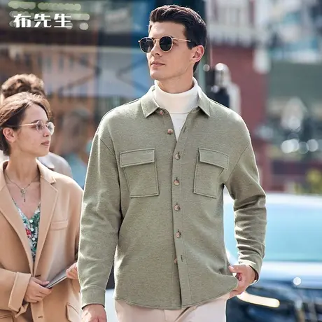 MrBu布先生蓄热保暖科技磨毛翻领衬衫秋冬男士厚长袖BT11923断码图片