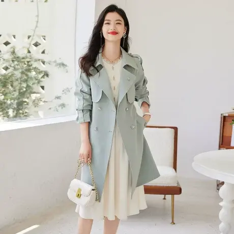 时尚淑女气质风衣外套2022年秋季新款温柔宽松显瘦中长款上衣商品大图