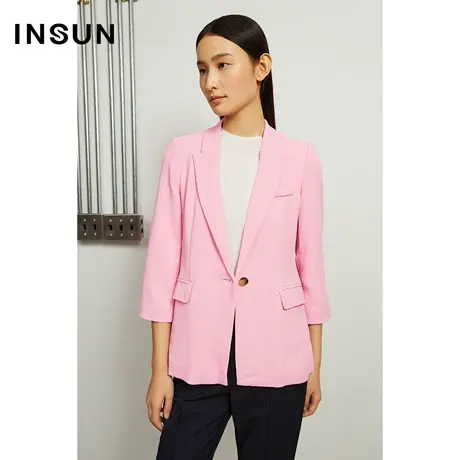 INSUN恩裳线上专选夏季一粒扣轻商务短款西装外套商品大图