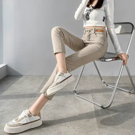 小个子直筒牛仔裤女夏薄款2023年新款高腰显瘦弹力宽松九分烟管裤图片