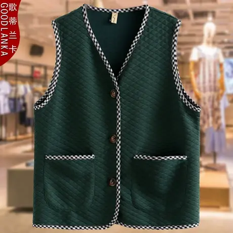 加肥加大码中年妈妈2023春装马甲女宽松时尚百搭夹棉无袖背心马夹商品大图