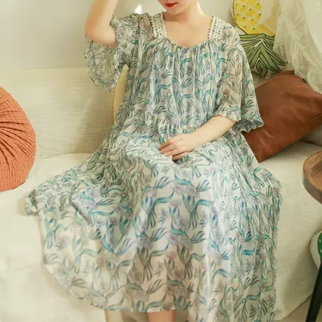 【买一送一】夏新品飘逸仙女连衣裙大码法式方领长裙（送吊带）商品大图