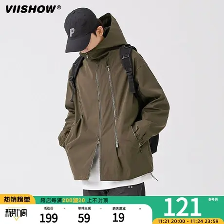 VIISHOW冲锋夹克外套男春季新款潮牌美式拉链机能工装上衣情侣夹图片
