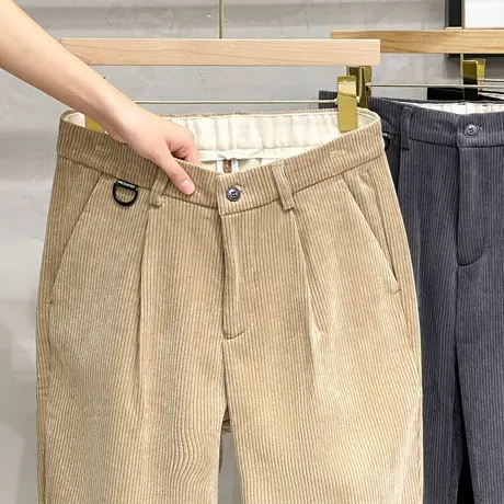 重磅灯芯绒小锥裤秋冬季日系休闲裤长裤男宽松百搭阔腿九分裤子男商品大图