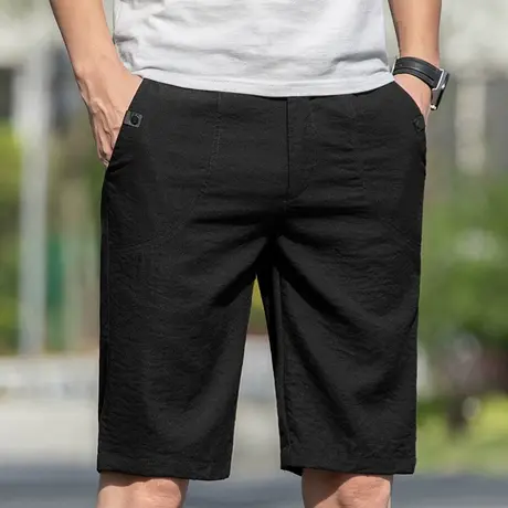 夏季冰丝薄款五分休闲短裤男士外穿宽松中裤子2024新款沙滩大裤衩商品大图