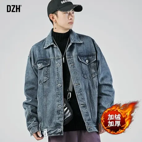 男士牛仔棉衣外套男冬季加绒加厚潮牌男装休闲宽松棉服2023年新款商品大图