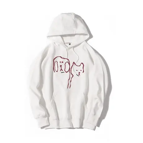 秀洛线条狗狗艺术生美术生衣服加绒秋款休闲卫衣宽松连帽套头帽衫商品大图