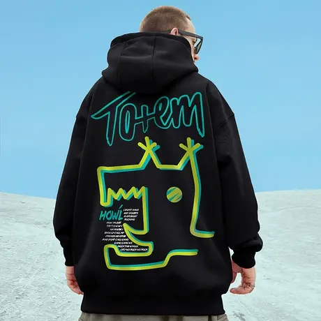 2024新款加肥加大码oversize卫衣男连帽潮牌情侣套头胖子潮流秋季图片