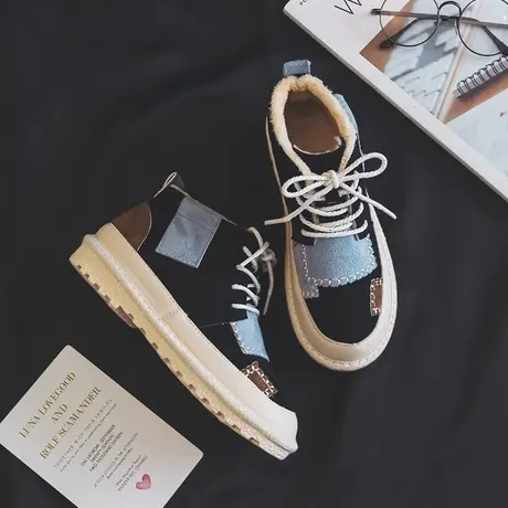 高帮加绒保暖棉鞋女加厚雪地靴2020新款冬季韩版百搭学生帆布女鞋图片