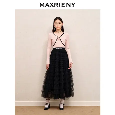 MAXRIENY国风新中式套头针织衫外搭两件套设计修身显瘦上衣小衫秋商品大图