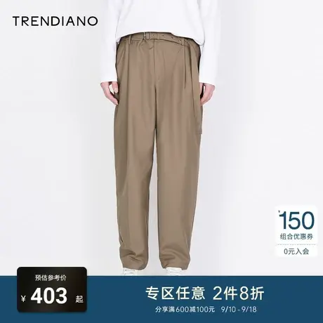 TRENDIANO新款休闲长裤男宽松工装裤子潮牌帅气设计感长裤商品大图