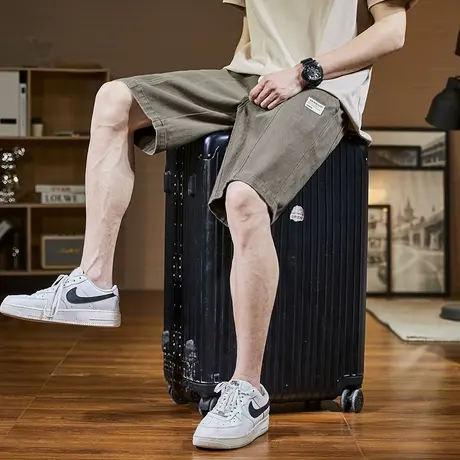 唐狮23春夏季新款牛仔短裤男宽松显瘦潮流抽绳直筒五分中裤百搭DK商品大图