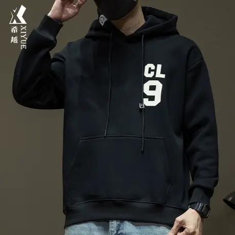 美式500g重磅银狐绒连帽卫衣男冬季新款宽松大码男士潮牌套头上衣商品大图