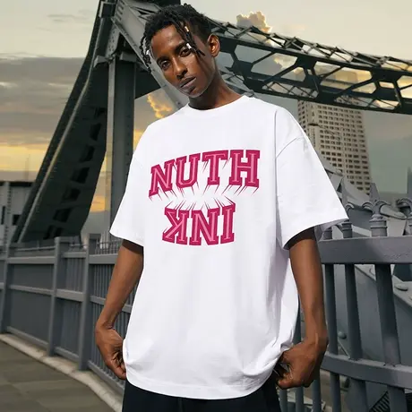 Nuthink美式字母短袖T恤男潮牌潮流情侣装短袖宽松大码男款夏季商品大图