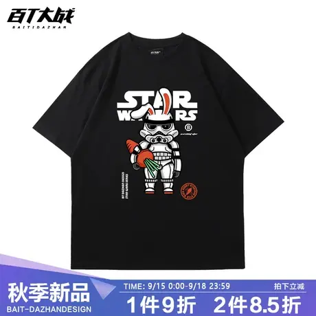 百T大战美式短袖兔子印花t恤星球大战2023夏季潮牌大码圆领体恤商品大图