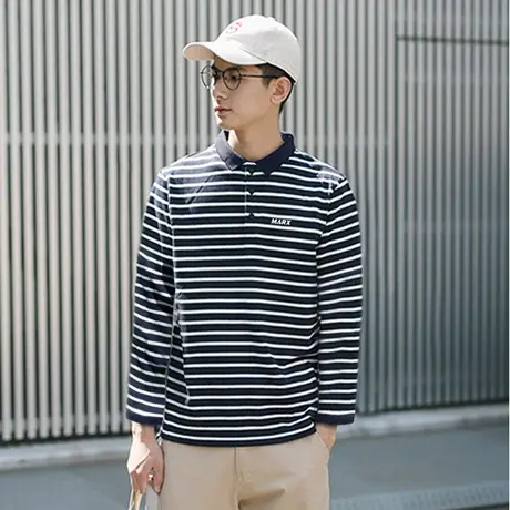 唐狮长袖polo衫男士春秋前胸绣花polo衫男长袖t恤时尚休闲上衣图片