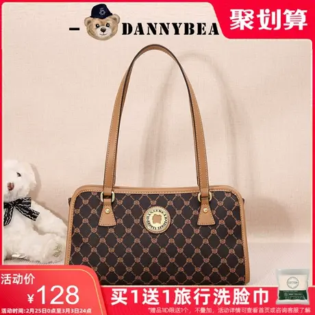 丹尼熊单肩托特包女小方包2024新品通勤老钱格子PVC包包2826029图片
