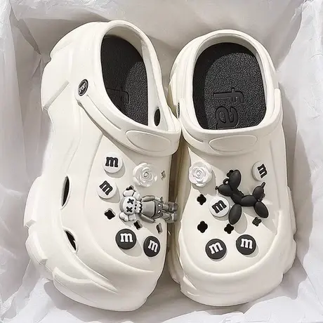 厚底洞洞鞋女款夏季外穿增高2024新款网红沙滩防滑松糕包头凉拖鞋图片