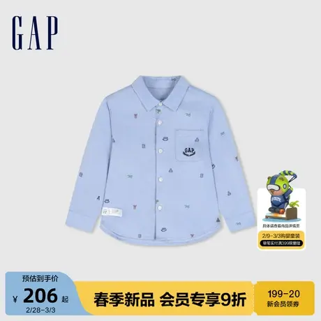Gap男婴幼童2024春季新款洋气海洋风长袖衬衫儿童纯棉上衣890335商品大图