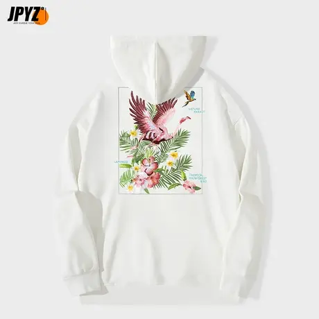 欧美高街vibe火烈鸟刺绣连帽卫衣男士秋冬宽松秋装长袖外套春秋款商品大图