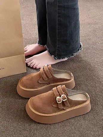 厚底勃肯鞋女2024春季新款复古百搭夏款小个子增高包头半拖鞋外穿商品大图