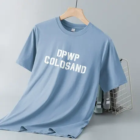 液氨丝光棉短袖t恤男生夏季冰丝凉感半袖速干体恤字母印花上衣服商品大图