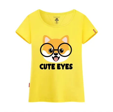 Ohlyah品牌短袖t恤女装2023春夏新品韩版卡通小狗英文印花打底衫图片