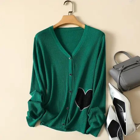 秋季2022新款宽松大码针织羊毛开衫女V领外搭长袖显瘦外套毛衣女图片