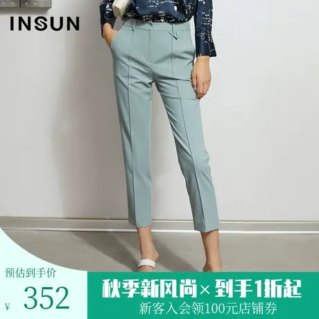 恩裳春秋季商场同款莫兰迪时尚简约立体剪裁修身西裤长裤女图片