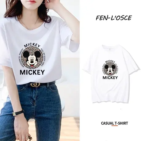 短袖t恤女装2023年夏季新款设计感小众宽松大码米奇纯棉上衣ins潮商品大图