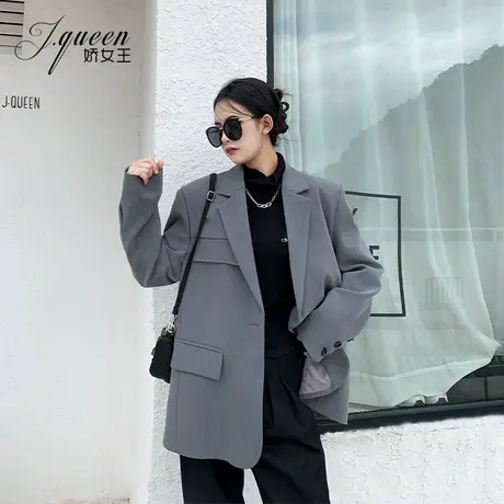 西装外套女2023秋季新款复古高级感宽松廓形显瘦炸街休闲小西服潮商品大图