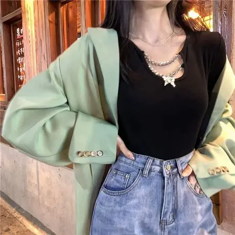 纯欲性感短款t恤女短袖夏季2023年新款灰色露脐体恤紧身辣妹上衣商品大图