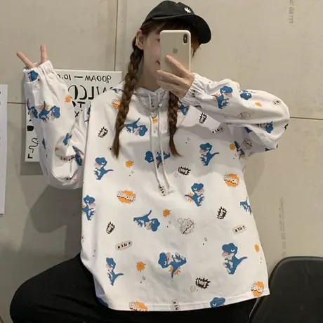 vintage卫衣女设计感小众宽松韩版chic港味上衣春秋薄款外套潮ins商品大图