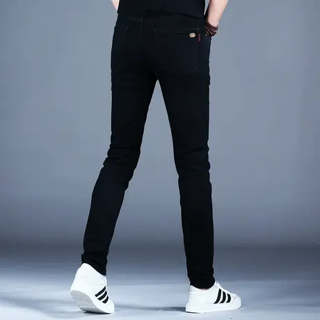 2023新款纯黑色弹力百搭牛仔裤男款修身小脚潮牌潮流休闲男裤秋款商品大图