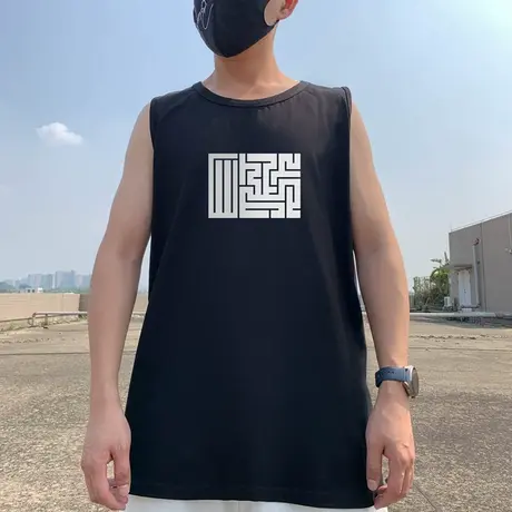 夏季纯棉无袖t恤背心男宽松潮牌ins坎肩短袖男生运动大码上衣潮商品大图