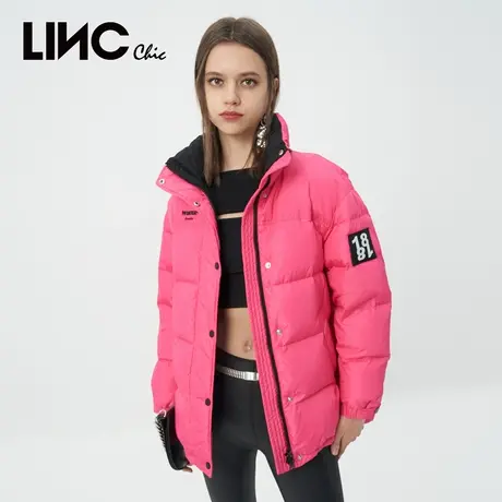 LINC金羽杰2023秋冬季新款炫彩反季断码女款短款面包服羽绒服女商品大图