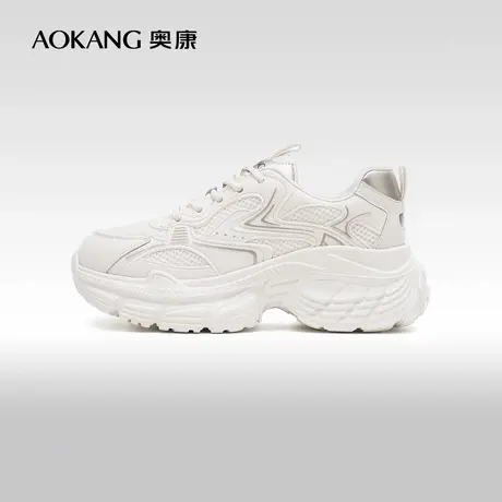 奥康女鞋 春季新款轻弹厚底透气老爹鞋系带休闲鞋女门店发货商品大图