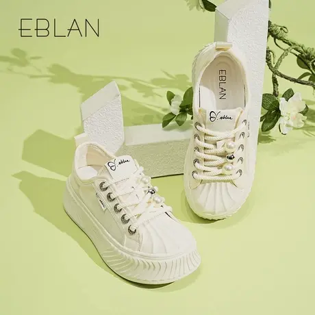 EBLAN/伊伴网面透气小白鞋2025春季贝壳头时尚百搭板鞋运动休闲鞋商品大图