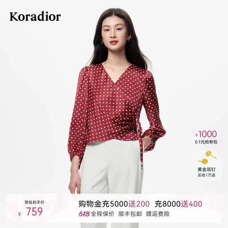 珂莱蒂尔2025年秋季新款通勤复古时尚设计感波点印花衬衫女士衬衣图片