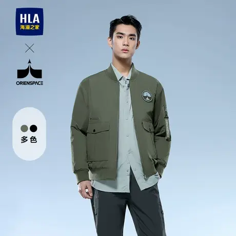 HLA/海澜之家轻商务航天系列棉服24秋冬新精致贴布绣立领外套男商品大图