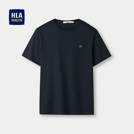 HLA/海澜之家舒适圆领短袖T恤2025春夏新款透气简约弹力上衣男商品大图