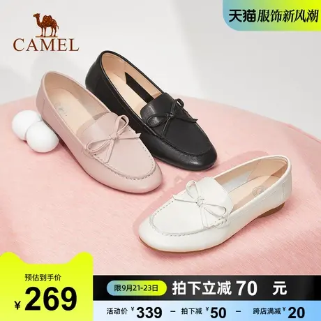 骆驼单鞋2023春季新款厚底牛津粗跟单鞋真皮英伦小皮鞋百搭女鞋图片