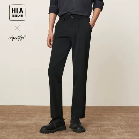HLA/海澜之家轻商务加厚绒感休闲裤秋冬季新款直筒保暖长裤子男士图片