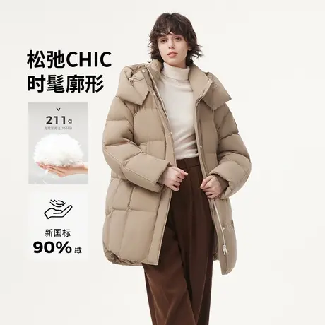 【高充绒】坦博尔24冬季新款羽绒服女中长连帽加厚宽松保暖外套潮图片