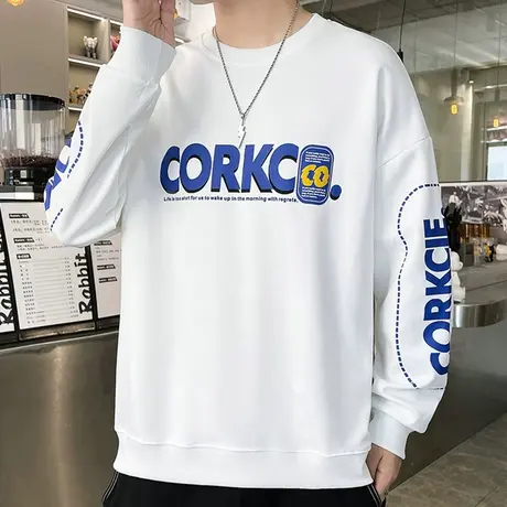 圆领卫衣男秋冬季潮流时尚宽松春秋新款打底衫男t恤长袖内搭衣服图片