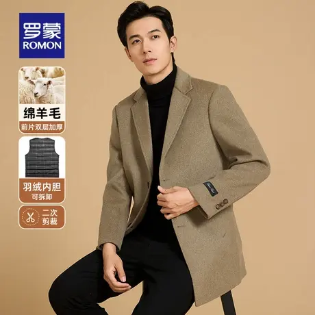 【羽绒内胆】罗蒙商务休闲双面呢大衣2025秋冬新款保暖羊毛外套男图片