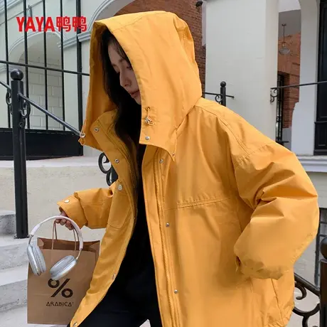 YAYA鸭鸭2025冬季新款羽绒服女中长款户外休闲工装派克服洋气韩版商品大图