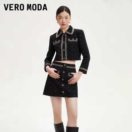 Vero Moda奥莱牛仔半身裙春秋新款优雅小香风气质高腰A摆短裙流行图片